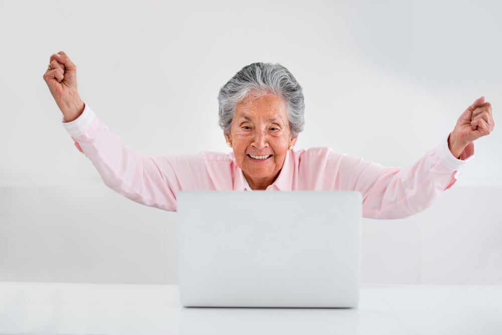 Technology exciting an elderly lady